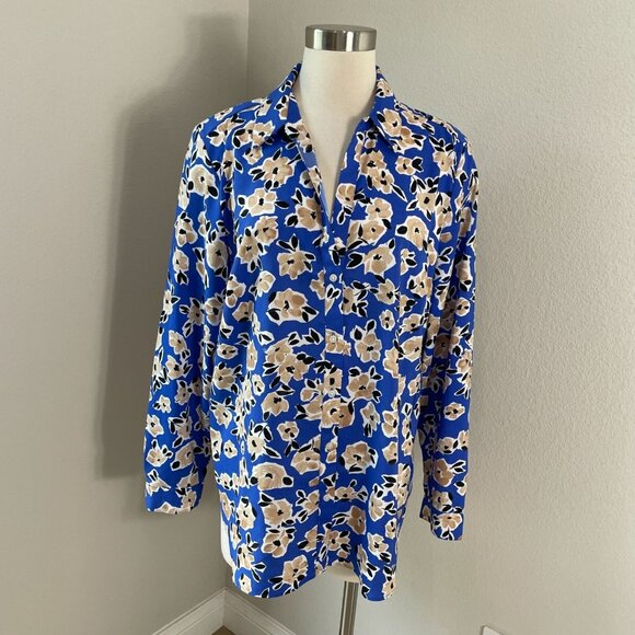 Ann Taylor Womens XL Floral Button Up Essential Shirt Long Sleeve Blouse Top - Picture 2 of 12